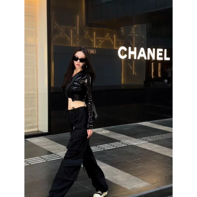 lele 秋季新品 时尚百搭多口袋工装风直筒休闲长裤 24090302CK