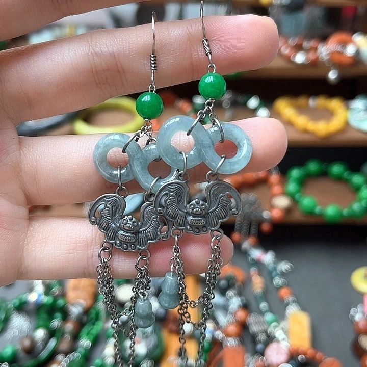 翡翠未镶嵌耳饰饰品