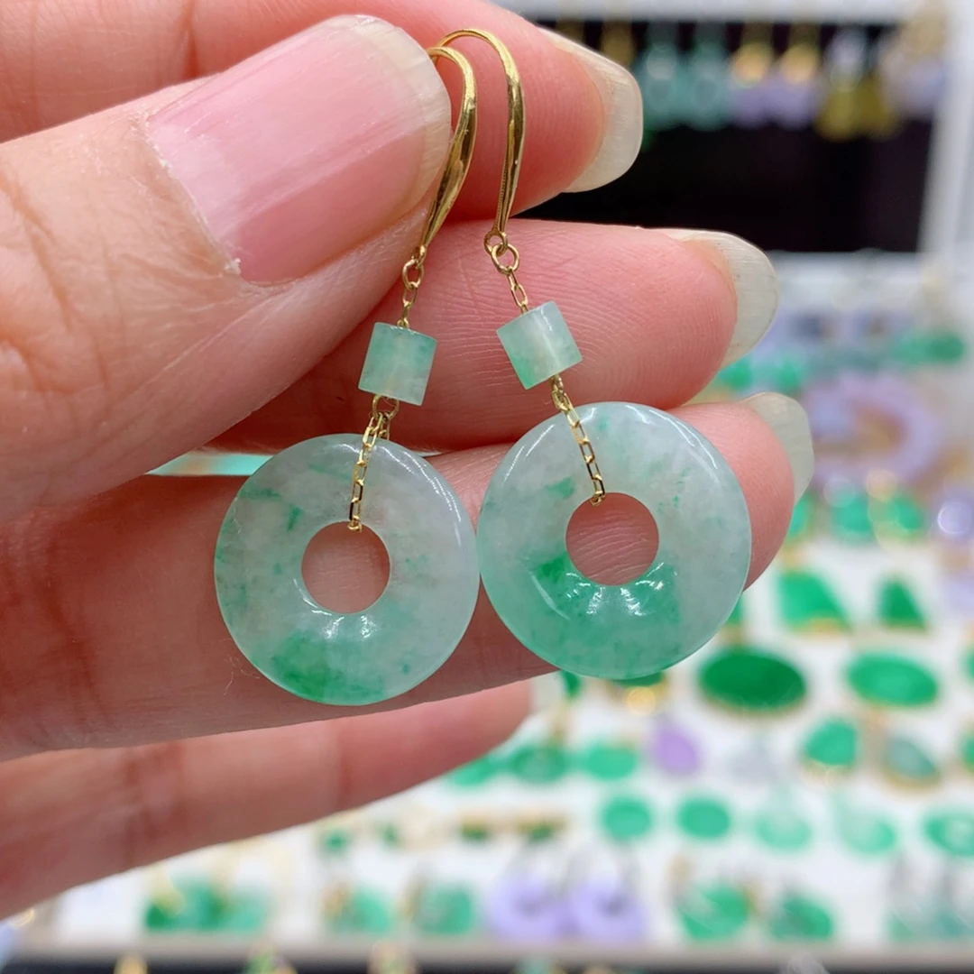 翡翠18K金镶嵌耳饰