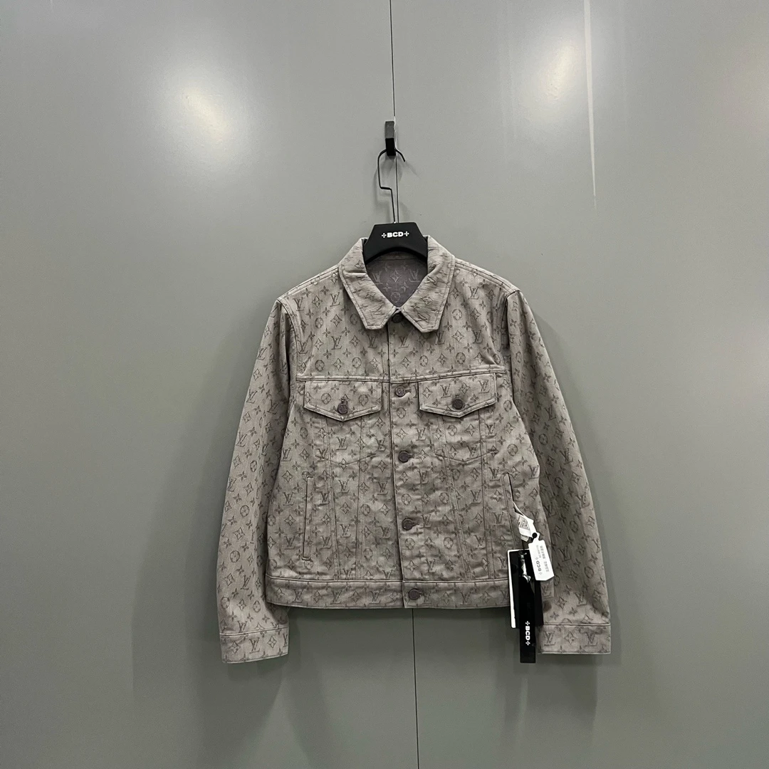 95新 LouisVuitton/路易威登 a13 lv满印老花翻领牛仔夹克009770