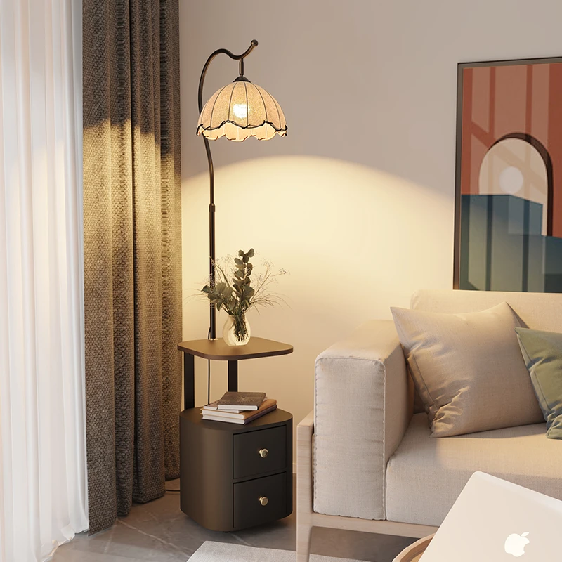 宋式美学客厅落地灯沙发旁边侘寂风氛围茶室卧室床头抽屉艺术台灯