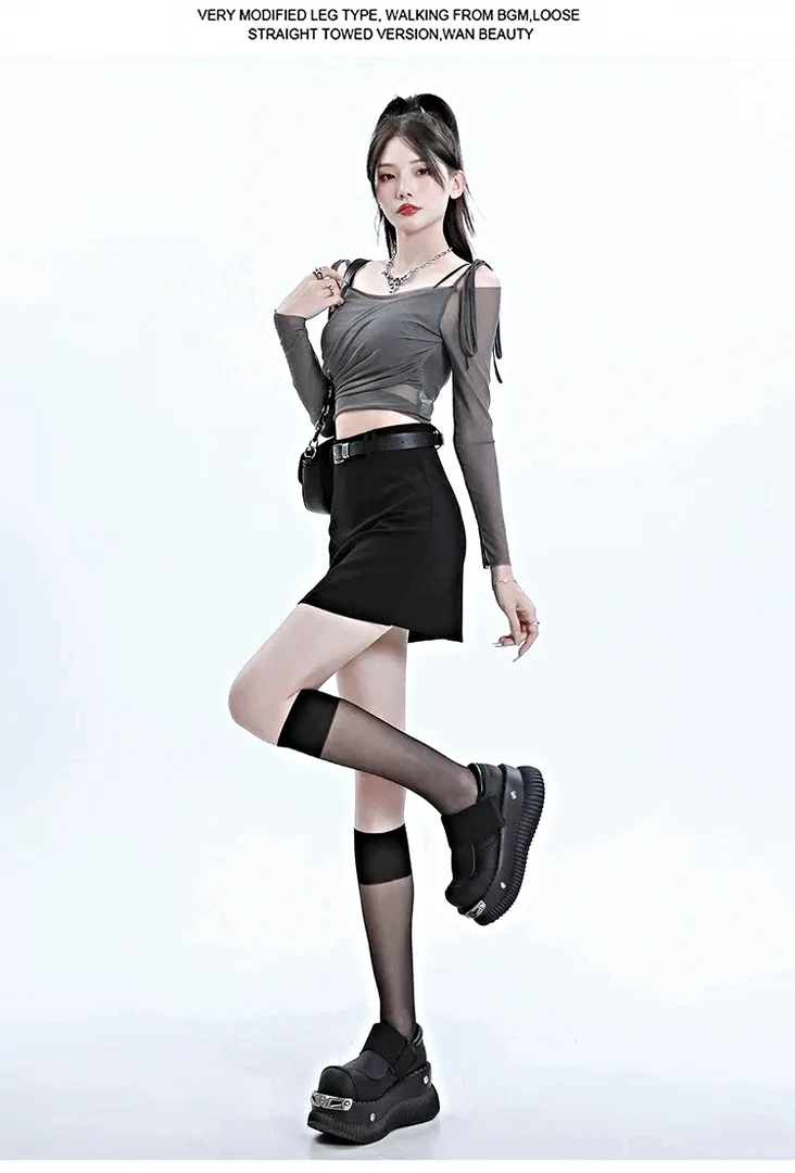 [宫]韩系辣妹高腰包臀裙毛呢短裙A字裙女装夏季半身裙性感裙子