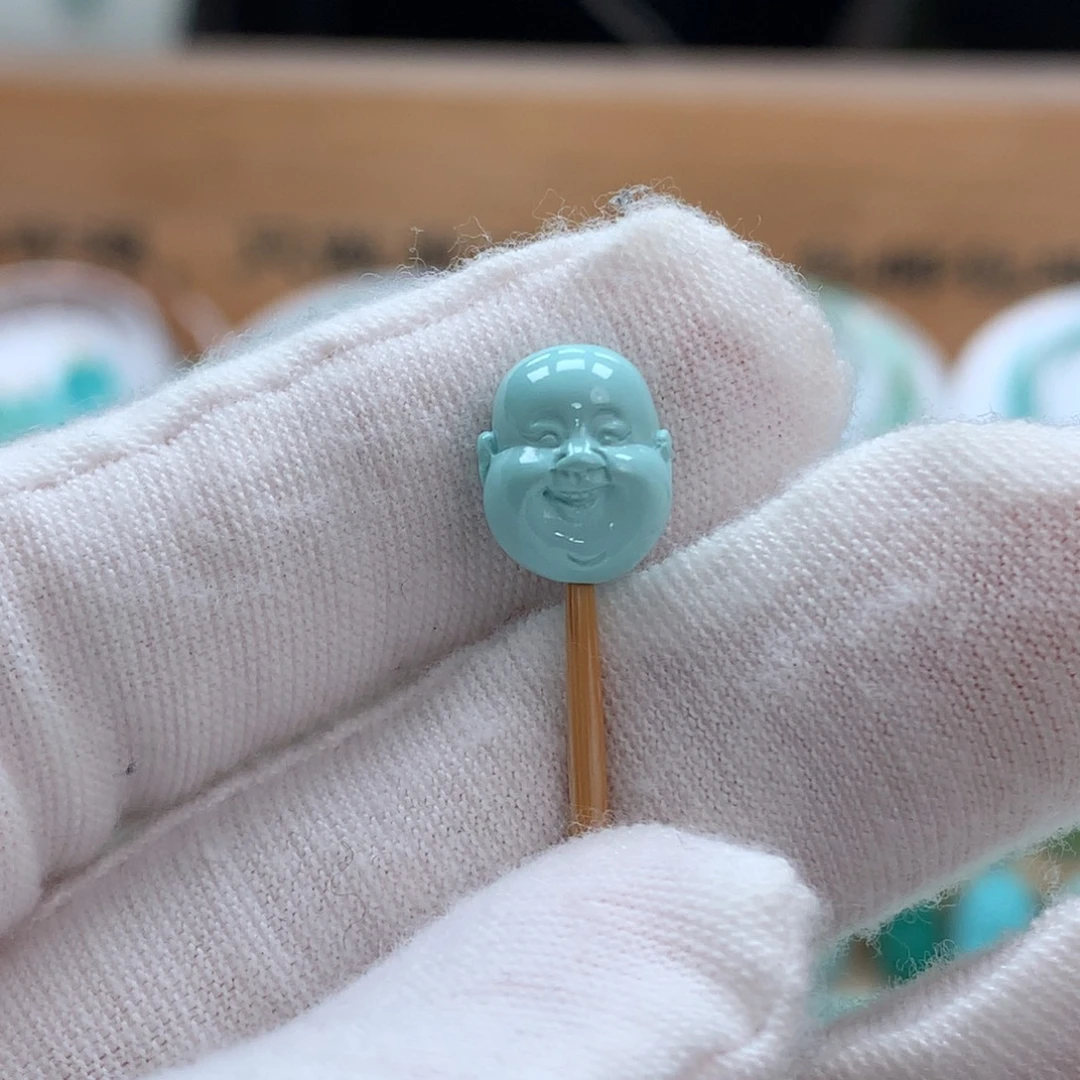 绿松石未镶嵌原矿绿松石弥勒佛头