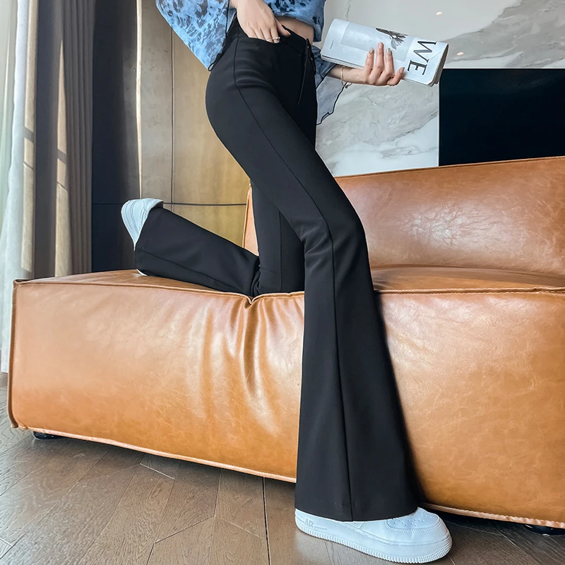 西装微喇叭裤女春季2025年新款高腰垂感显瘦小个子休闲弹力长裤