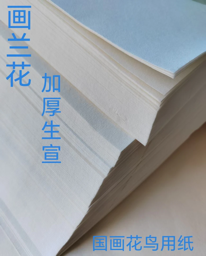 《兰心画兰》同款生宣双层加厚檀皮国画花鸟作品纸墨韵效果佳