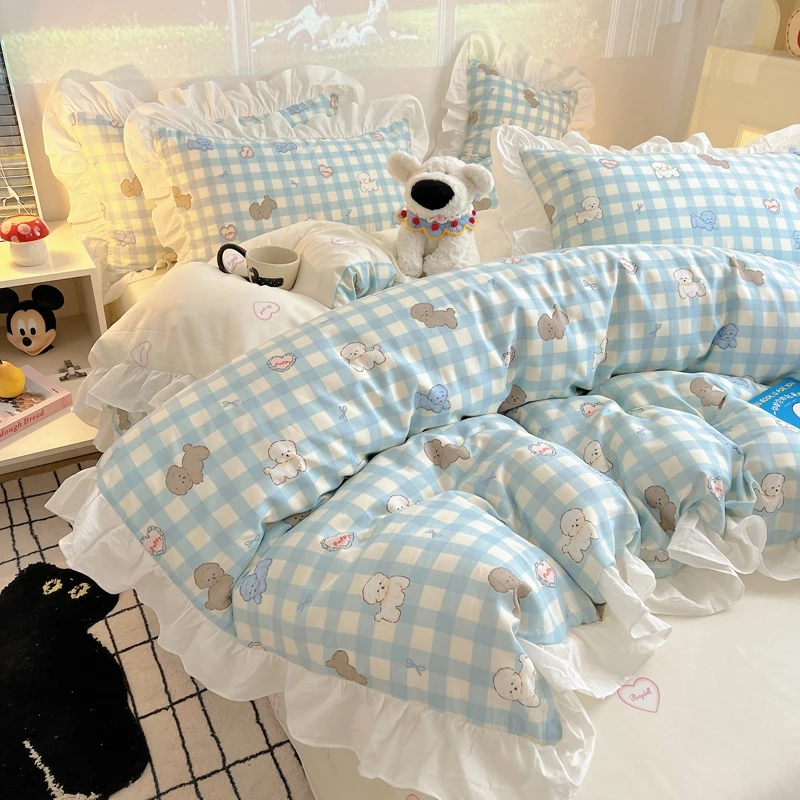 梦希韩式床品套件床单花边少女心被单被罩单被韩版公主风小清新