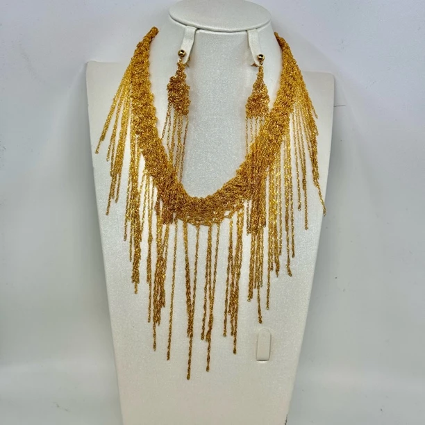 铜项链 TJ158 铜首饰 铜围巾式项链耳环两件套