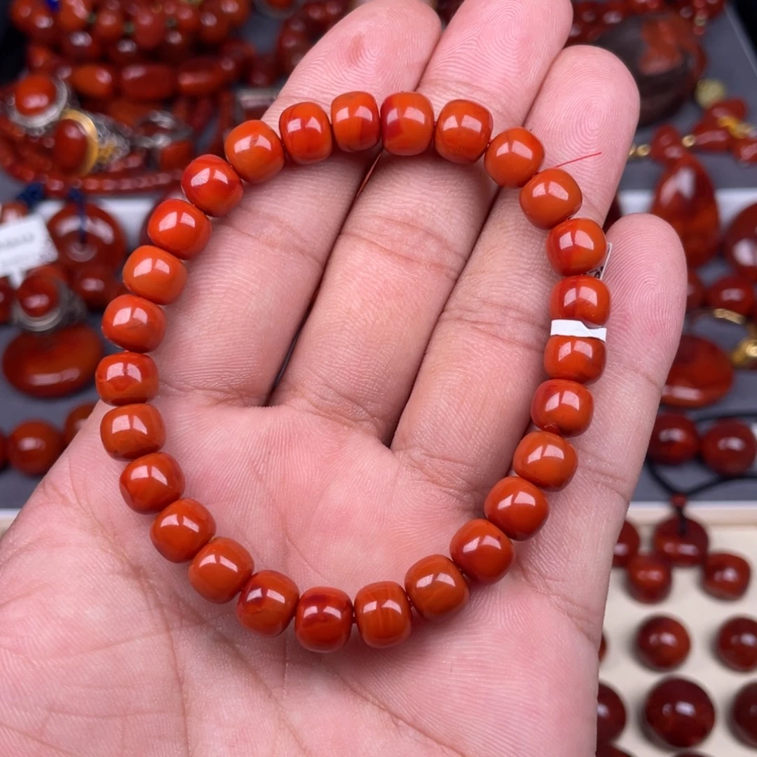 南红玛瑙未镶嵌瓦西南红老型手串8mm