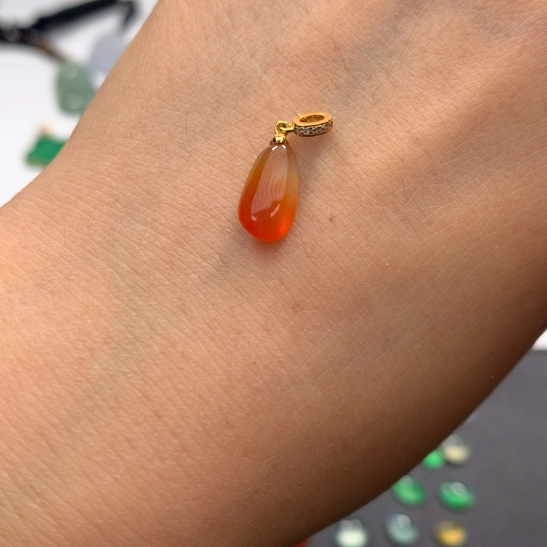 醒***人散珠翡翠红翡渐变滴流