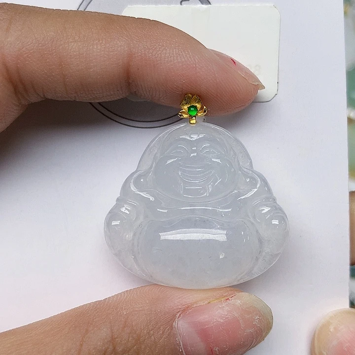 颈饰18K金镶嵌翡翠天然翡翠