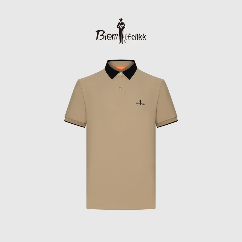 【凉感透气】比音勒芬夏季新款男士轻复古撞色翻领短袖polo衫