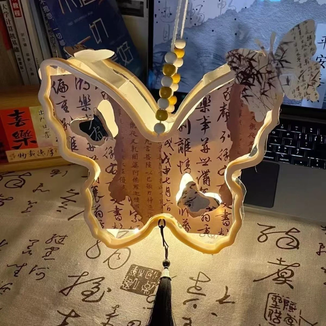 中秋书法蝴蝶灯笼diy材料包创意礼物送女友闺蜜爆款手提灯笼G381