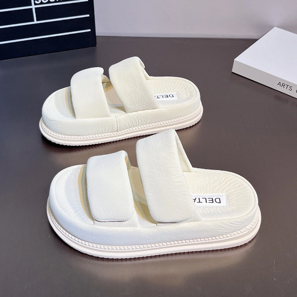 厚底拖鞋女2025年夏季新款外穿魔术贴百搭软底防滑一字拖鞋沙滩鞋