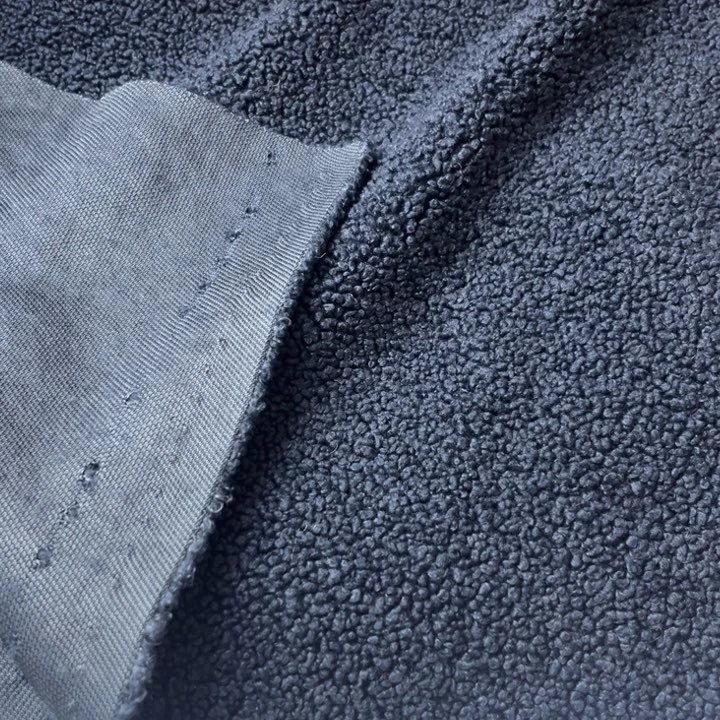 混纺藏蓝色环保羊羔毛1米