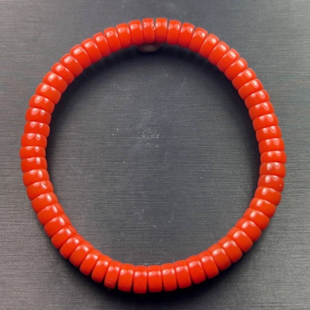 南红玛瑙未镶嵌药片手串东山大水沟柿子红卡6m药片手串