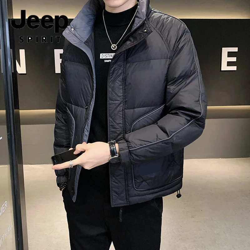 Jeep吉普秋冬季羽绒服男士外套高端新款韩版夹克休闲保暖男上衣潮