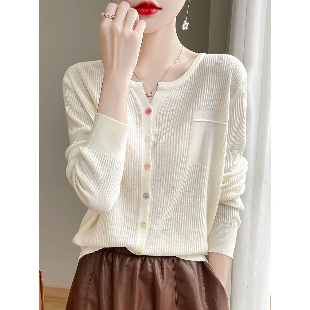 开衫毛衣女2025新款春秋薄款针织衫初春洋气超好看开春上衣外套女