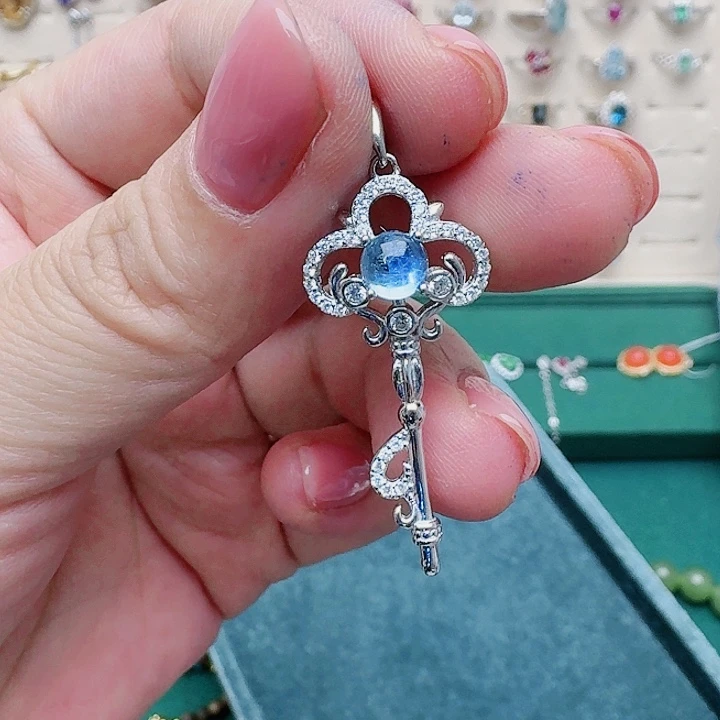 A海蓝宝石吊坠(不含链)银S925镶嵌837