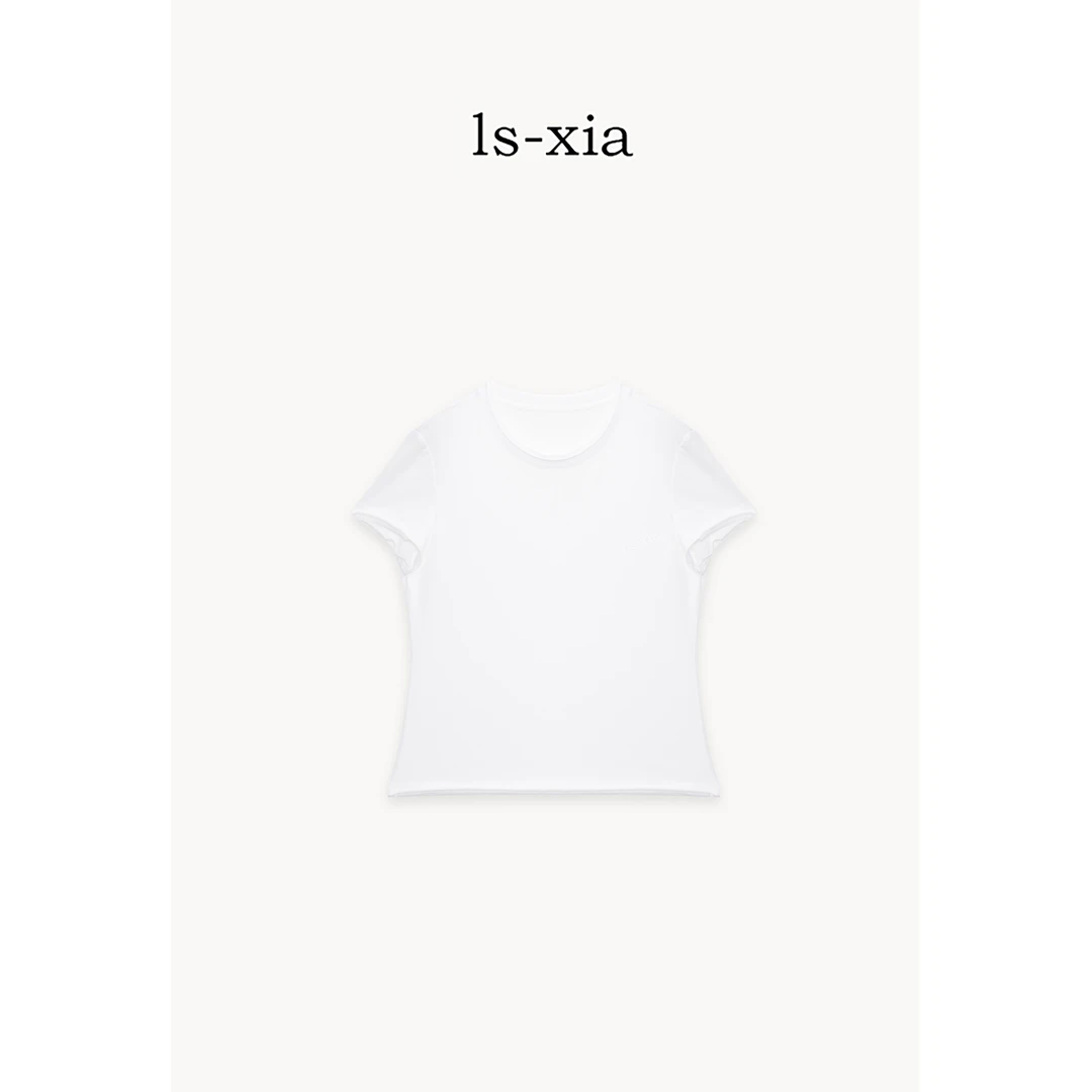 【锁月】领口双层褶边·时尚百搭休闲简约小众设计圆领T恤