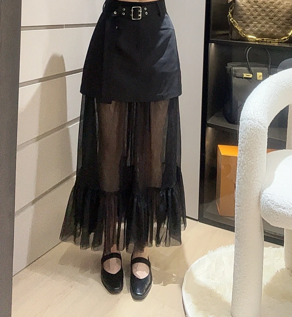 大胡子25年新款蕾丝半身裙网纱裙子显瘦半裙韩版半身裙87213
