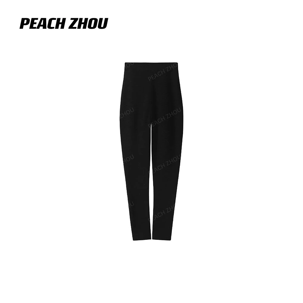 『PEACHZHOU』顺滑'发热超弹打底神裤'一字裆外穿高腰修身紧身裤女