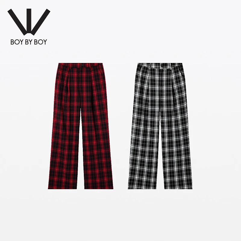 BOY BY BOY春秋季长裤潮牌女装黑白格纹宽松舒适时尚裤子W34100