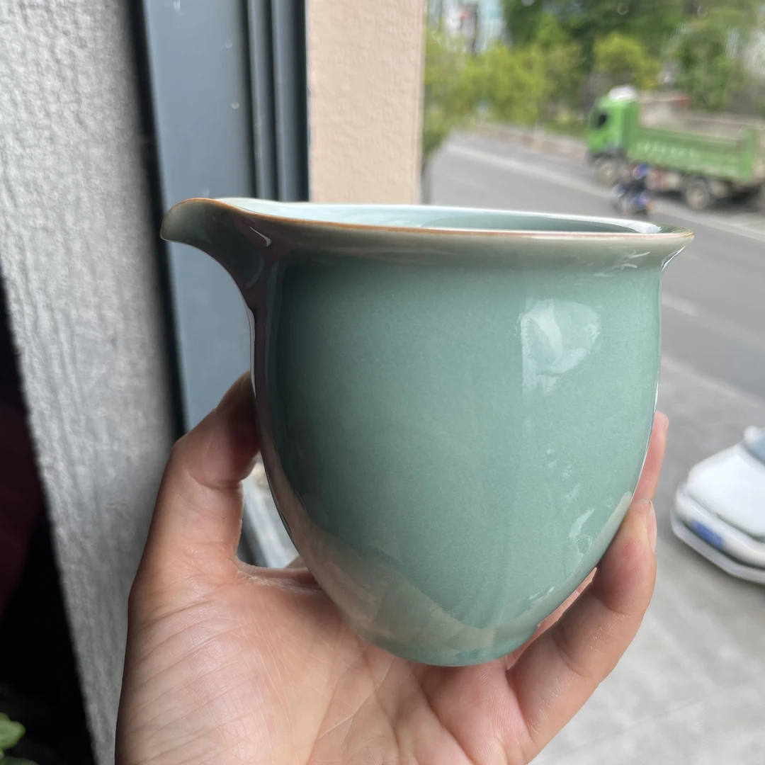 有瑕疵 龙泉青瓷天青色公道杯功夫茶具茶杯茶道配件