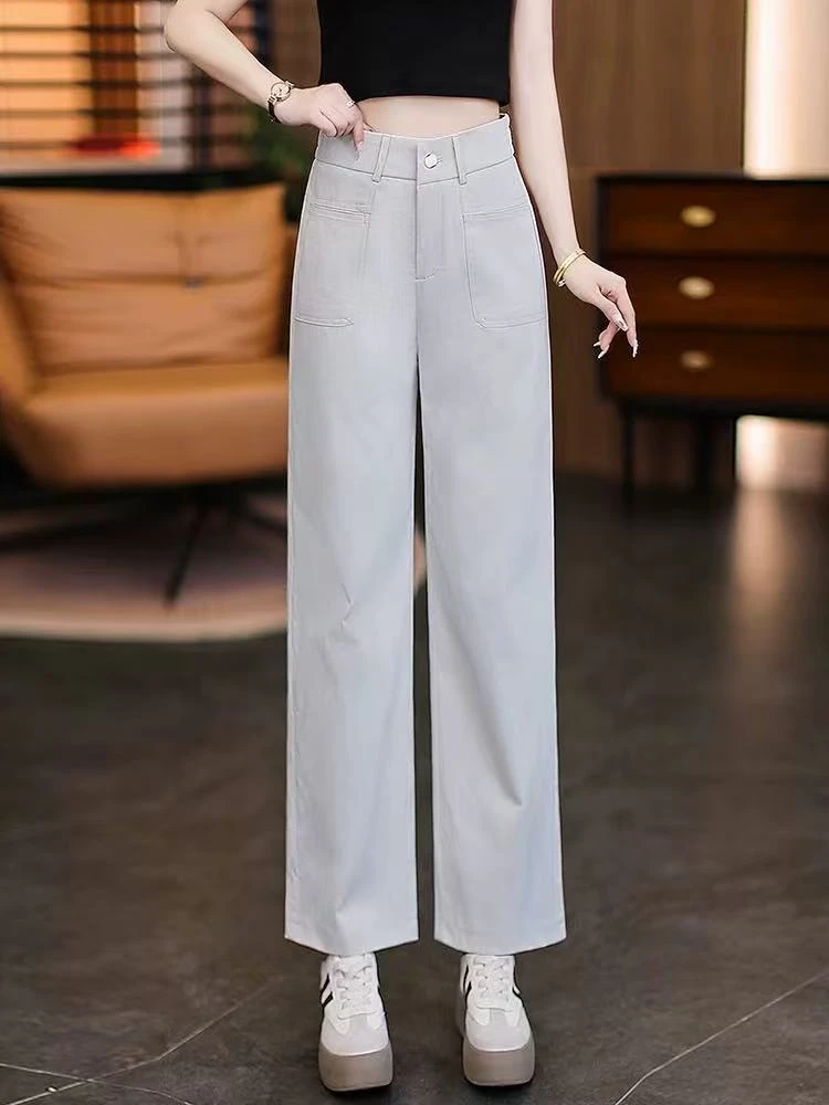 【慕妍专属】8817（裤长98左右）莱赛尔天丝夏季薄款冰丝垂感直筒裤