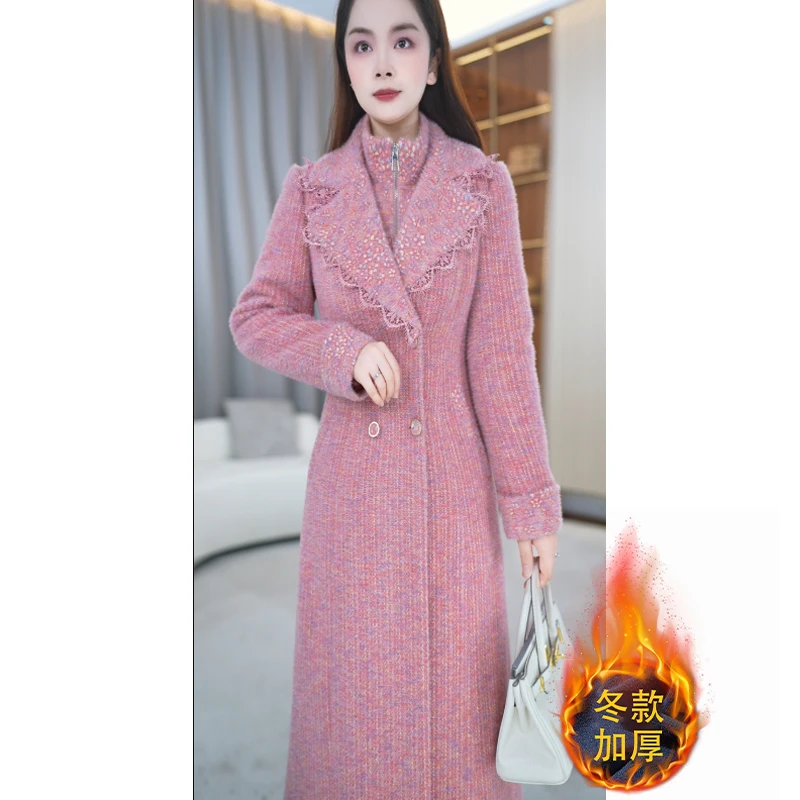 【两件套】冬装新款女士气质高贵典雅加厚保暖显瘦两件套装M-4XL
