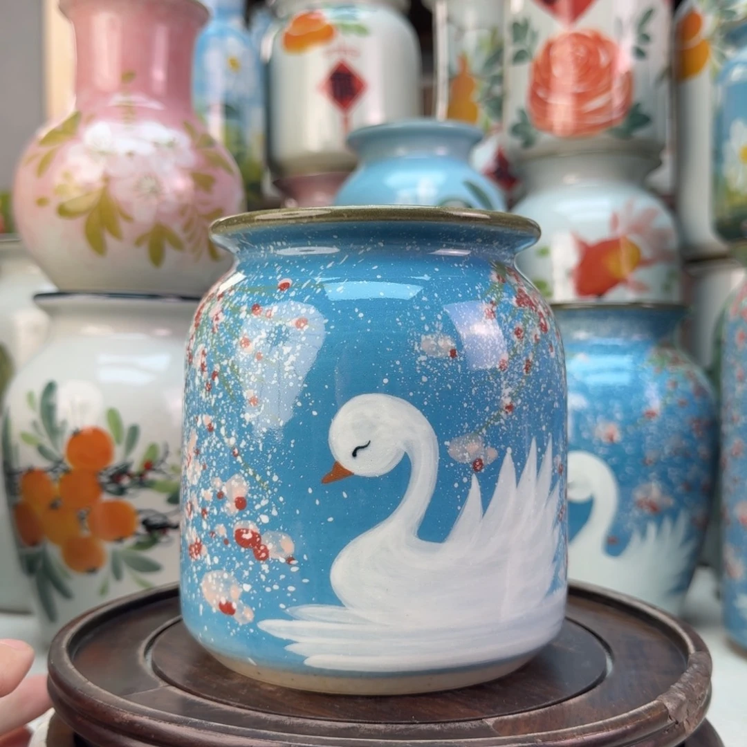 景德镇陶瓷手绘花瓶无孔