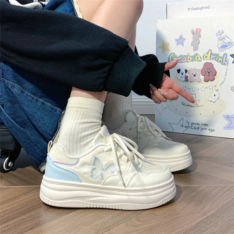 人本奶fufu厚底板鞋女2025年夏季新款网面透气休闲百搭小白鞋子女