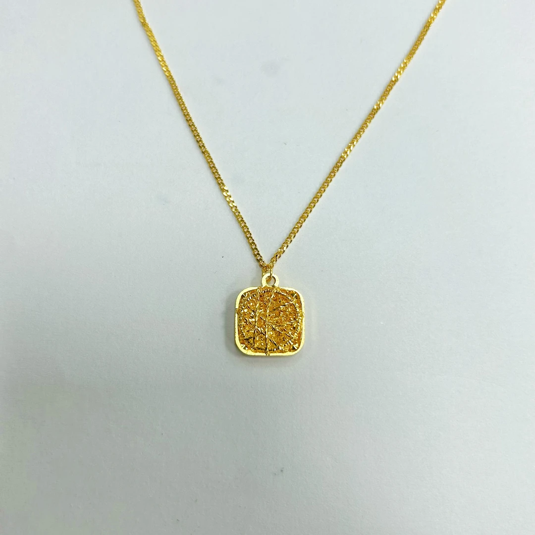 链子足银 时尚精致小方糖套链