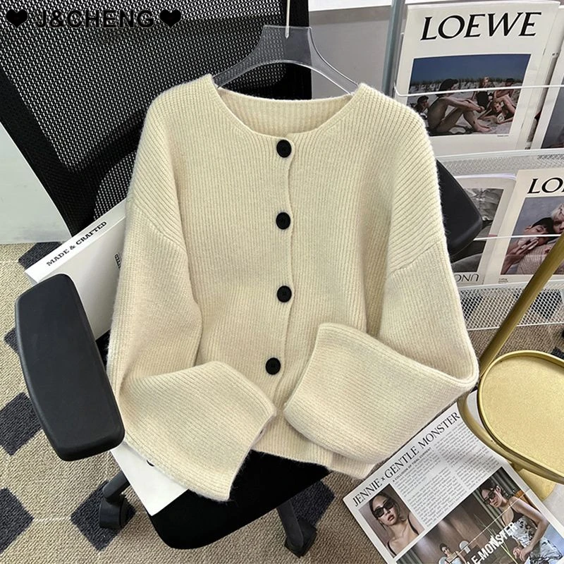 秋冬针织长袖外套2024百搭新款宽松春秋时尚慵懒风毛衣女显瘦