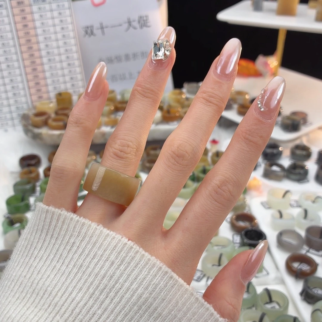 和田玉（糖玉）未镶嵌戒指z71一口糖直切16.2