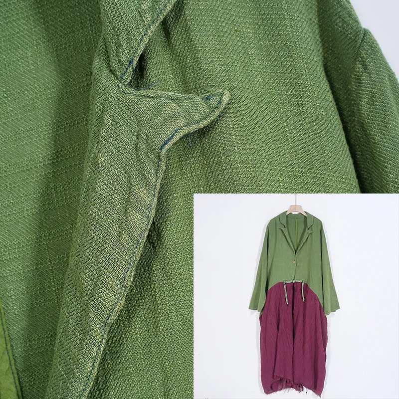 【蓉哥出品】亚麻设计款拼接风衣D44