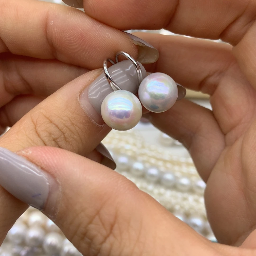 银S925镶嵌耳饰淡水珍珠