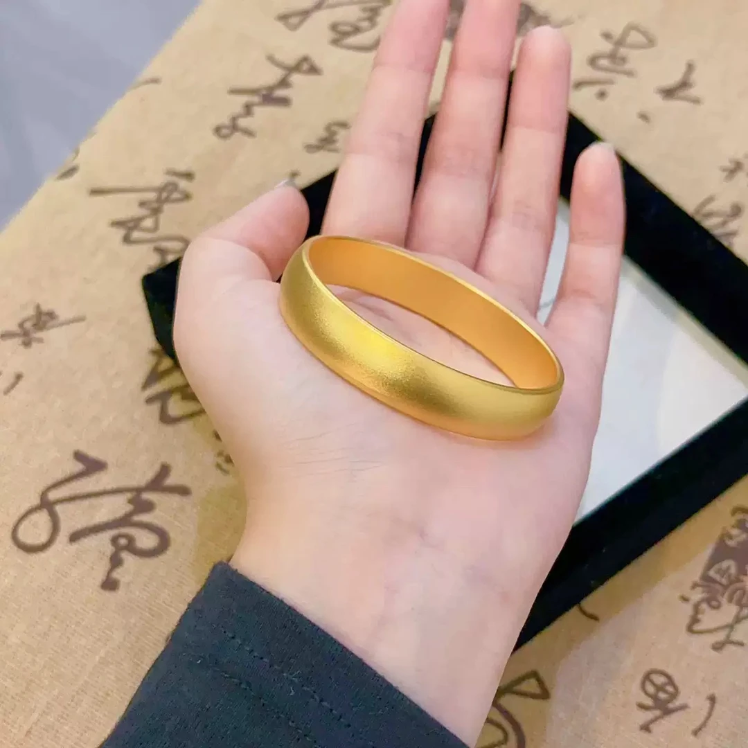 铜合金手镯 古法传承简约素面素圈轮胎手镯哑光宽面手环