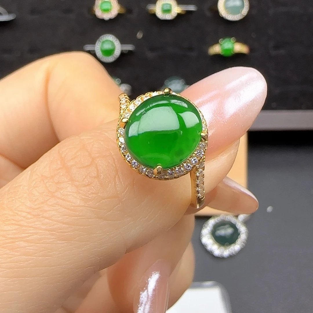 银S925镶嵌戒指翡翠