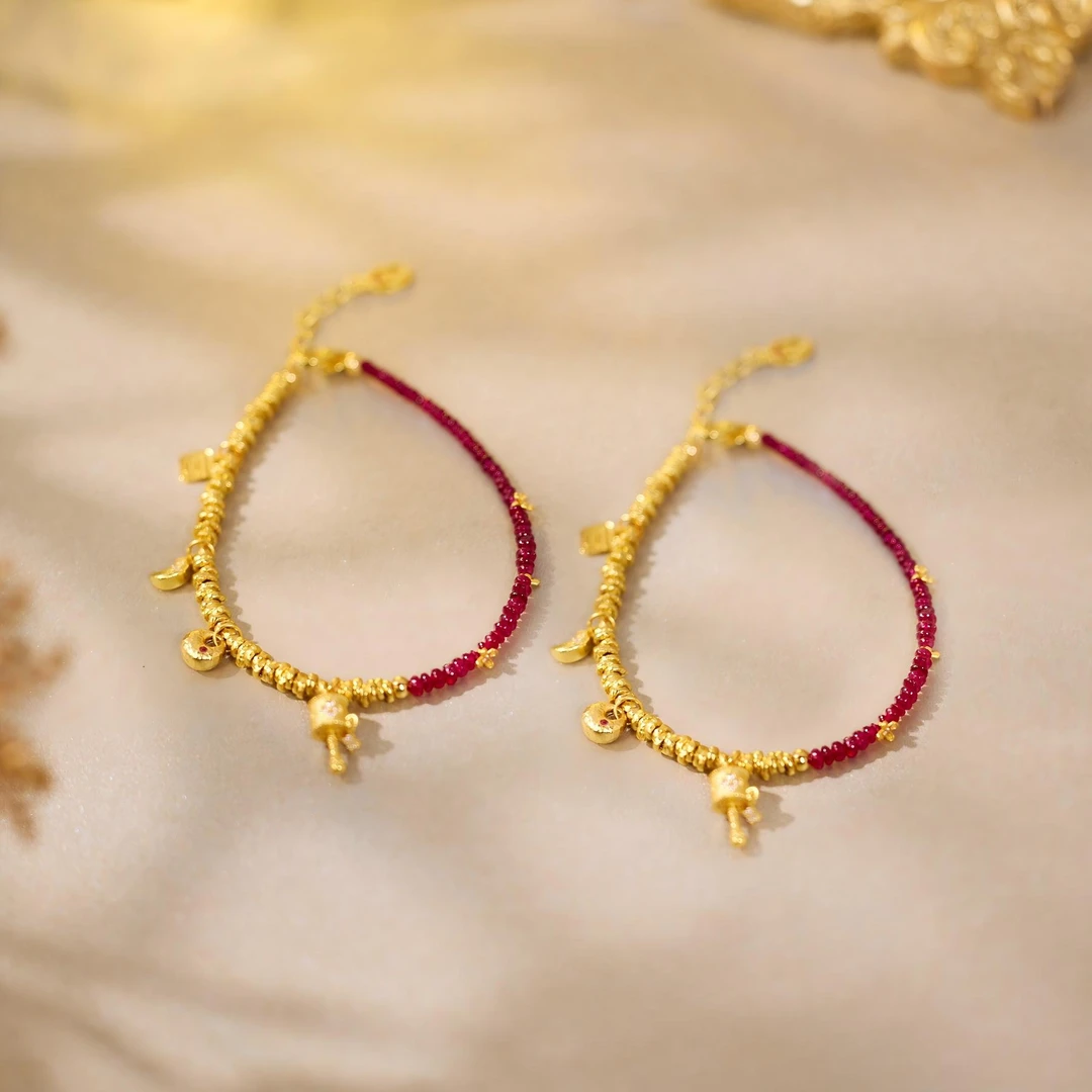 【玉峰珠宝】天然红宝石多宝盘缠手链（多样性发一）X-J1805