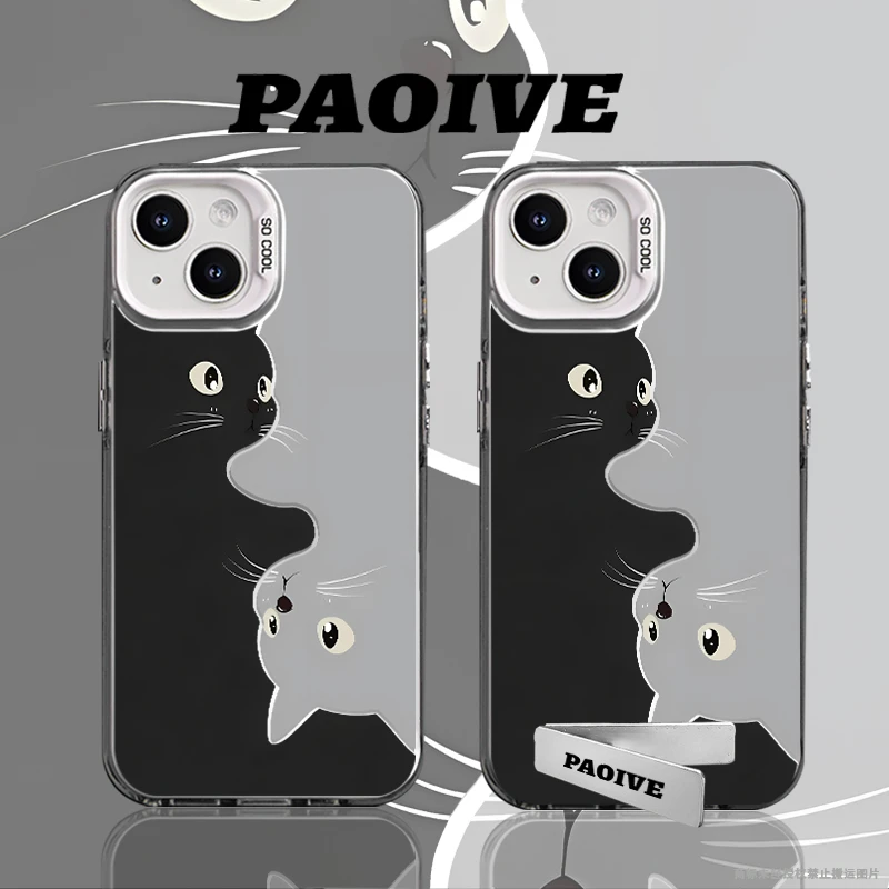 可爱猫咪适用苹果华为vivoiPhone小米三星防摔彩银手机壳