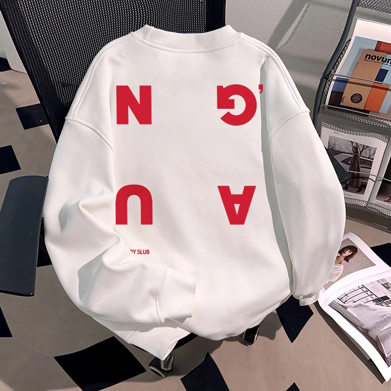 Dekkry美式甜酷字母印花高级感套头圆领卫衣男女款秋冬情侣装上衣