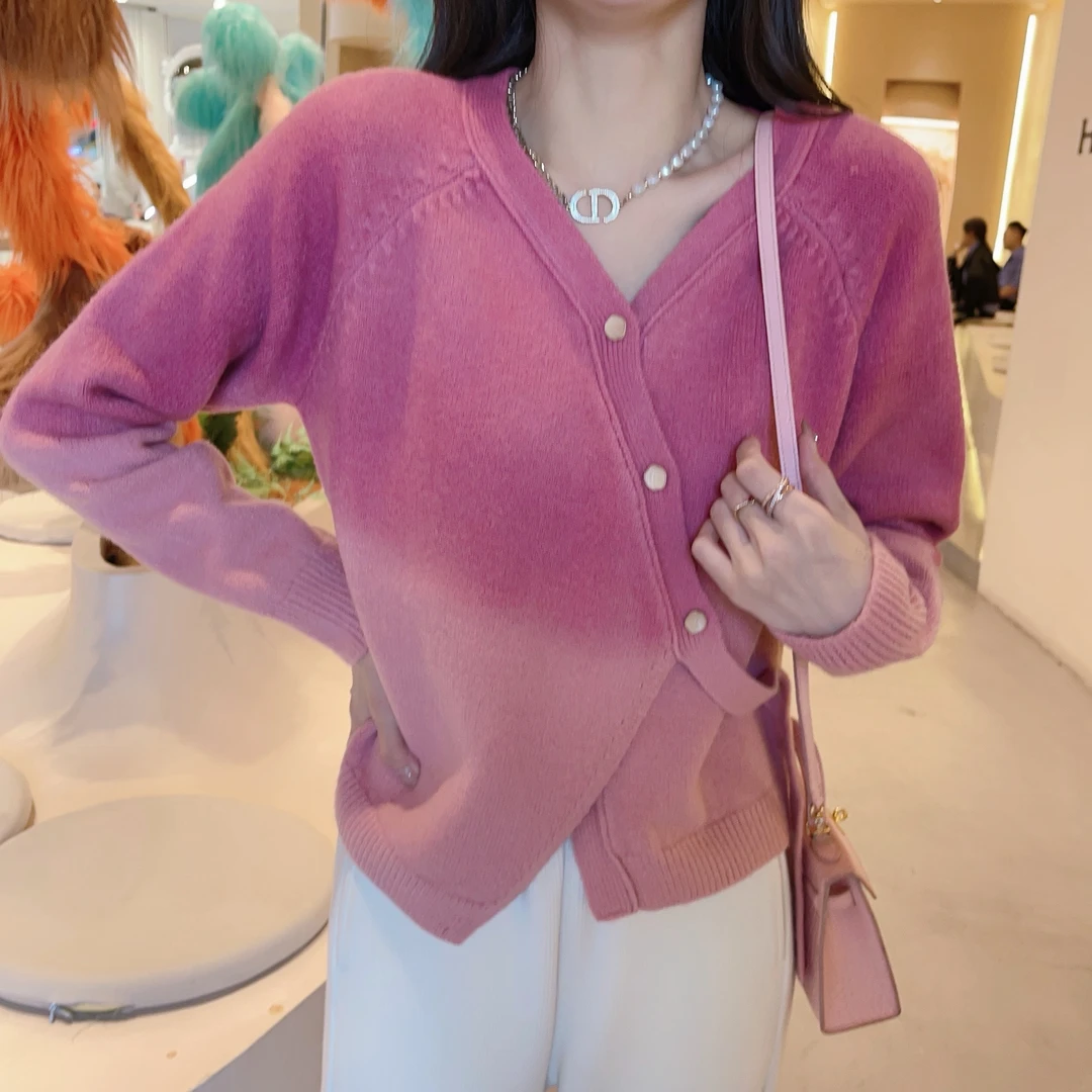 秋季新款渐变色毛衣女设计感小众针织衫女DMJ-S54161