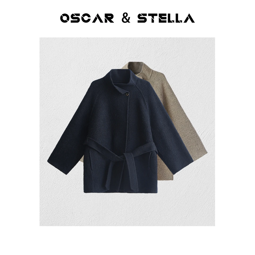 OSCAR&STELLA【雾岛】感宽松保暖加厚腰带休闲立领外套249-9108