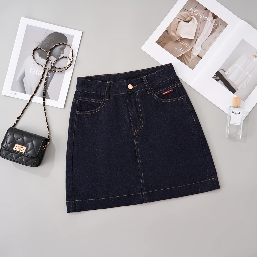 A夏季薄款大码显瘦牛仔高腰时尚百搭A字大码显瘦牛仔A字半身裙