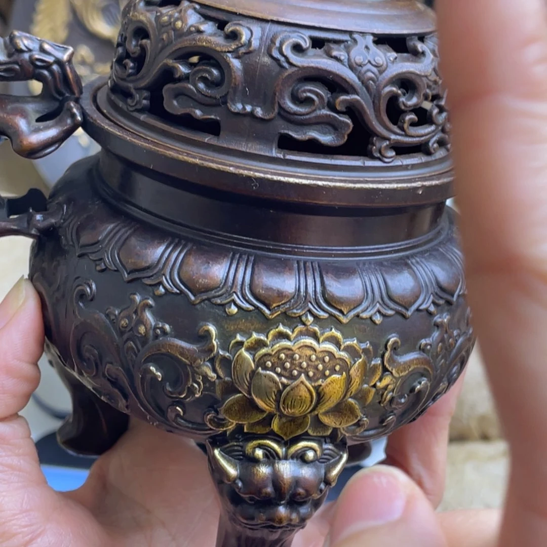 原矿风磨铜熏香炉