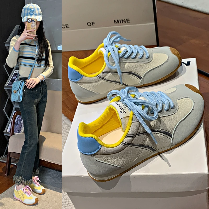 复古德训鞋单鞋春季女款2025年新款爆款轻奢鞋子欧若风女生阿甘鞋