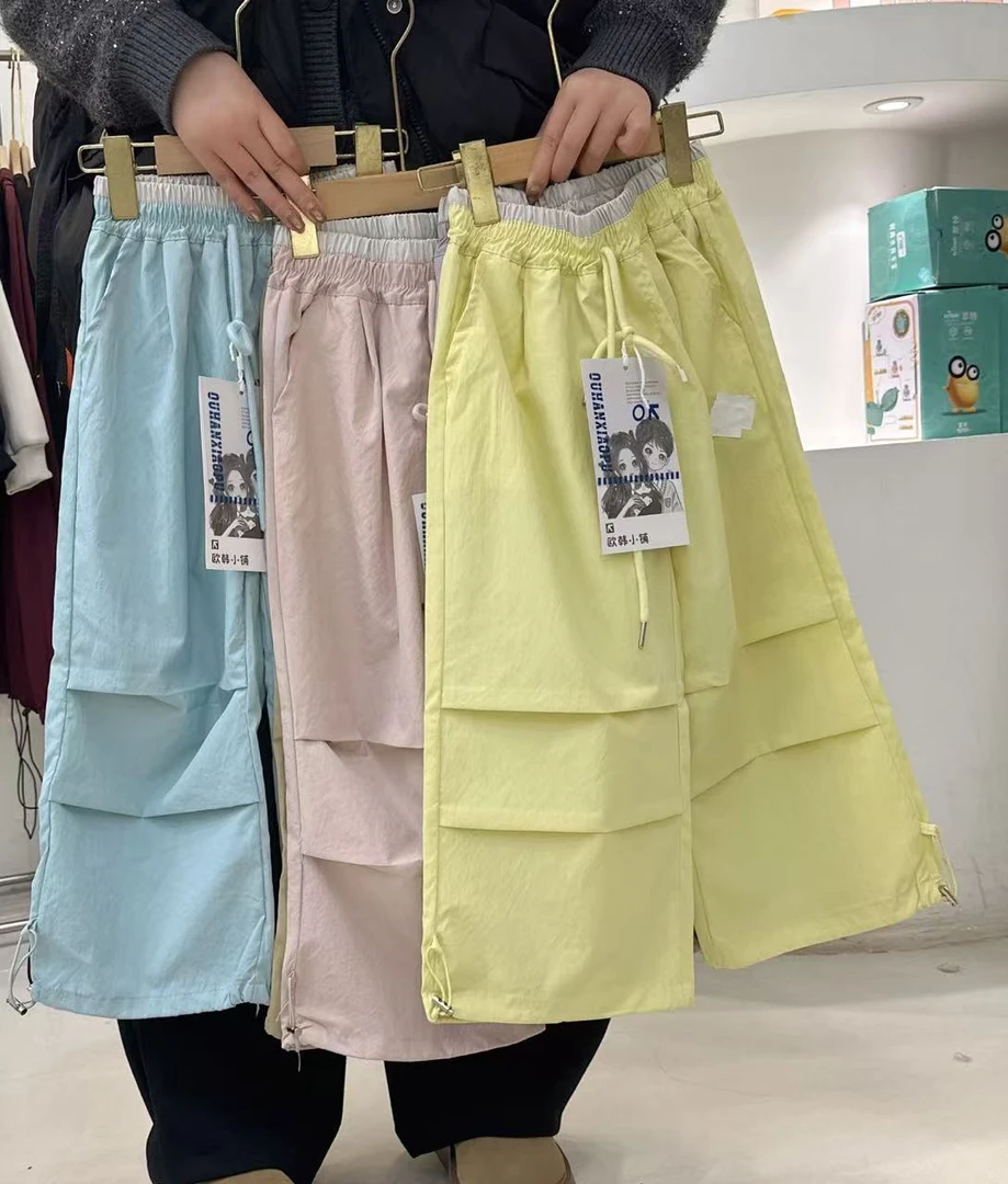 OHXP 2025夏季儿童韩版时尚腰间拼色休闲裤 25-26