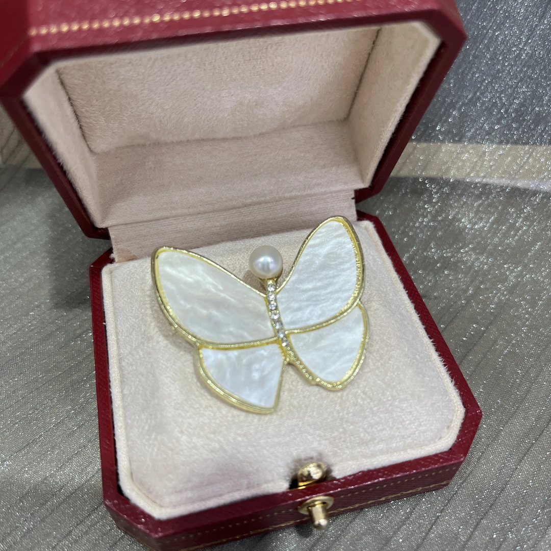 YUNJING/云境【龙总】淡水珍珠胸针饰品胸花蝴蝶时尚百搭RY8003