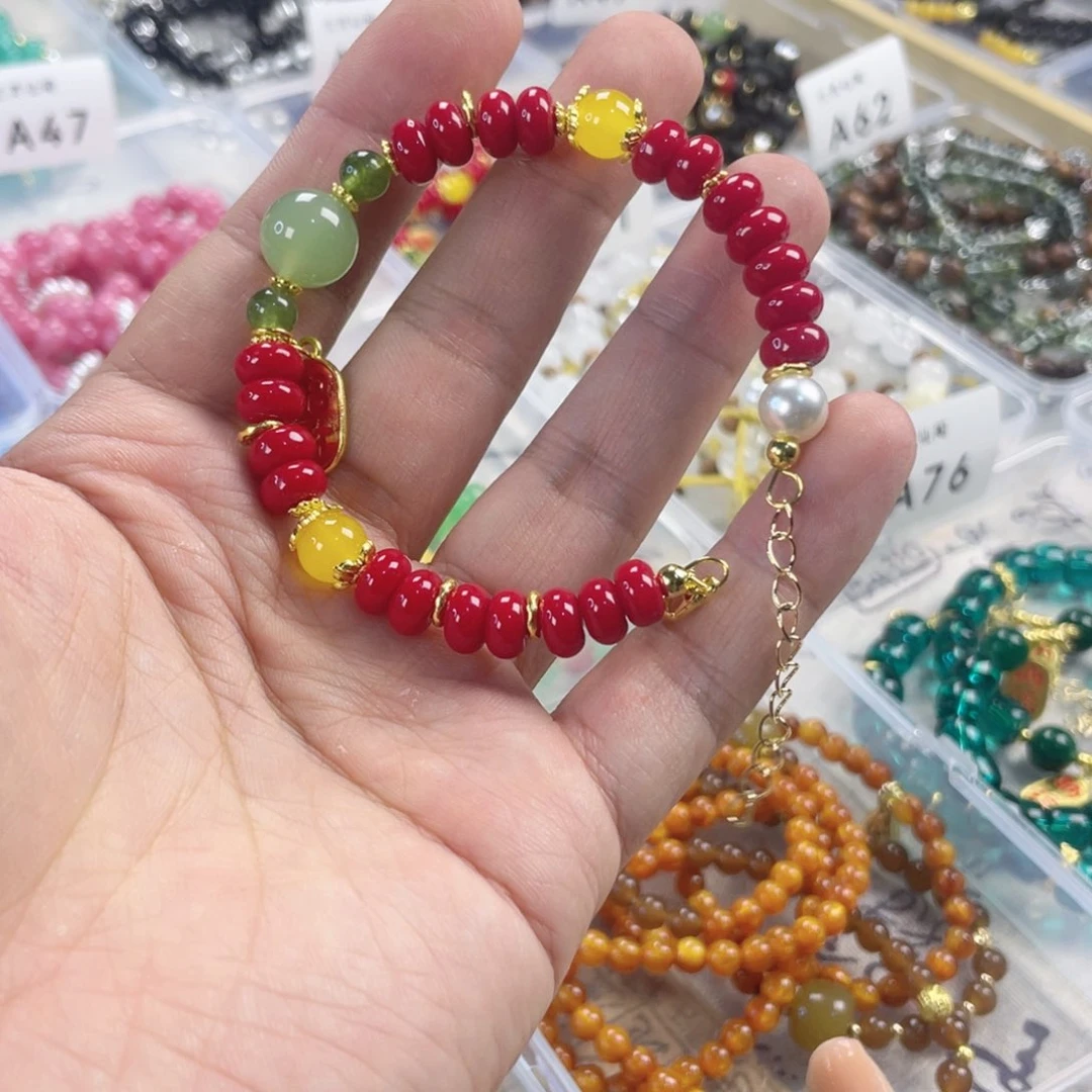 檀香紫檀（小叶紫檀）手串银S925镀金镶嵌