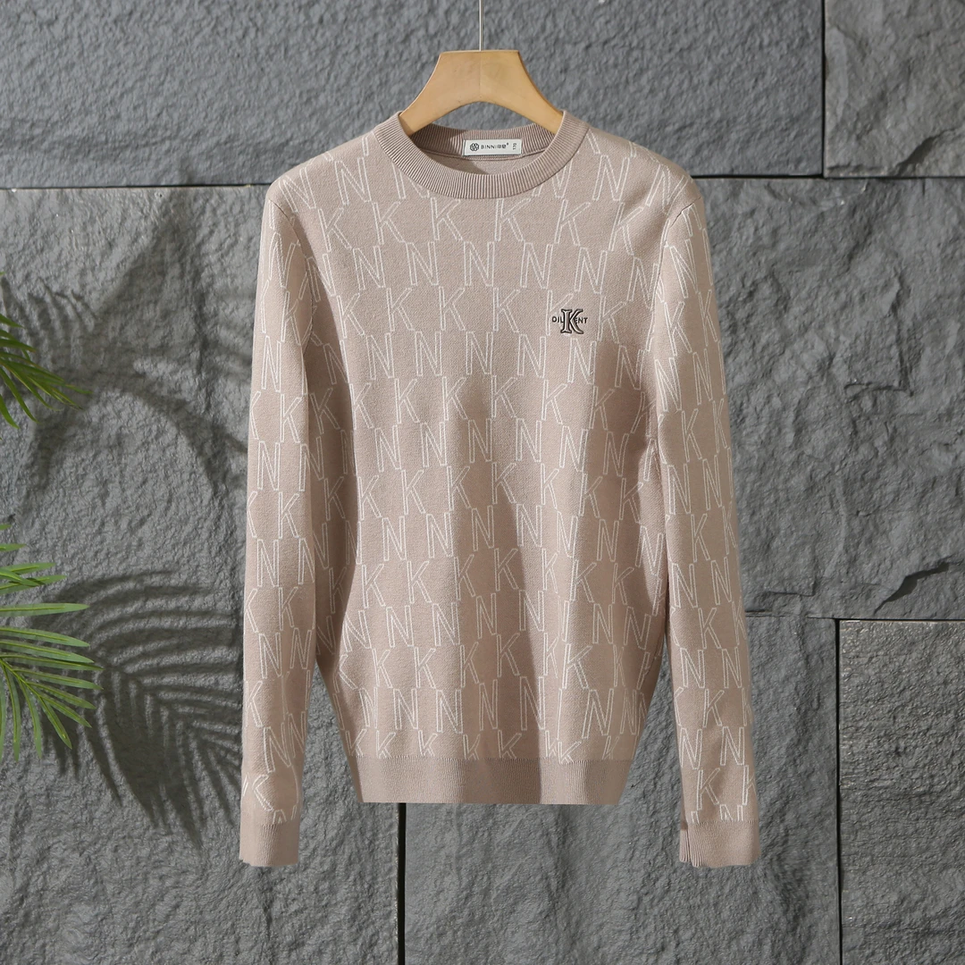 146-男士秋冬季圆领套头厚款保暖亲肤柔软百搭长袖男款提花针织衫